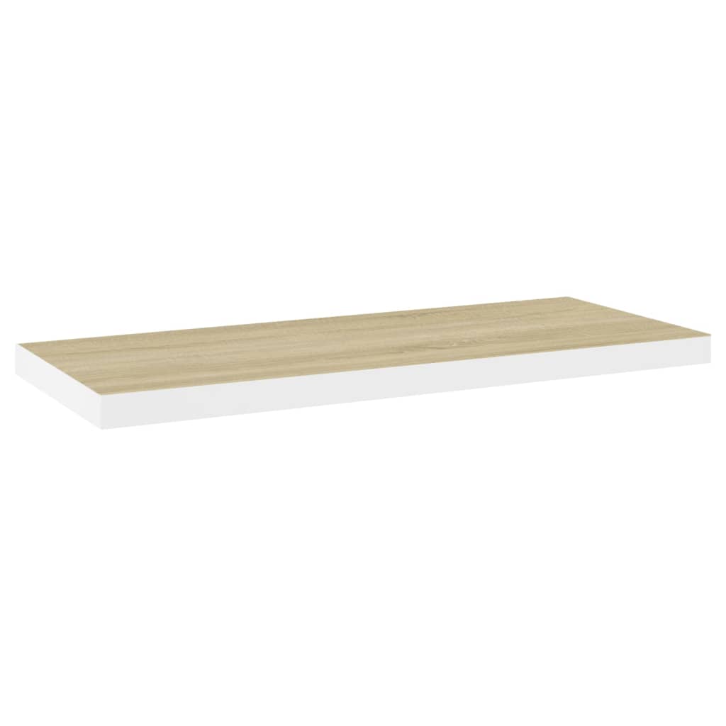 Étagère flottante aspect chêne et blanc 80x23,5x3,8 cm MDF