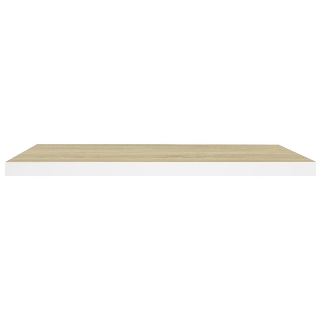 Étagère flottante aspect chêne et blanc 80x23,5x3,8 cm MDF