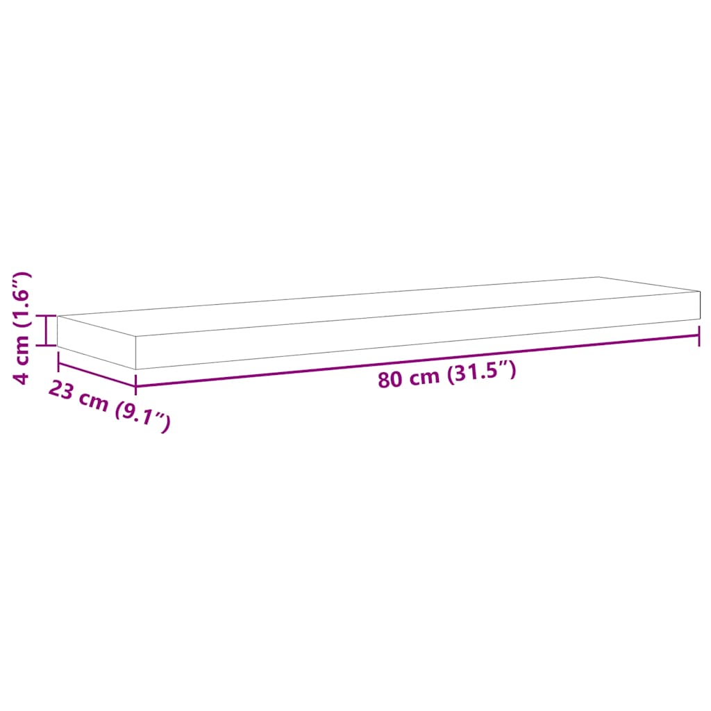 Schweberegale 2 Stk. Eichen-Optik und Weiß 80x23,5x3,8 cm MDF