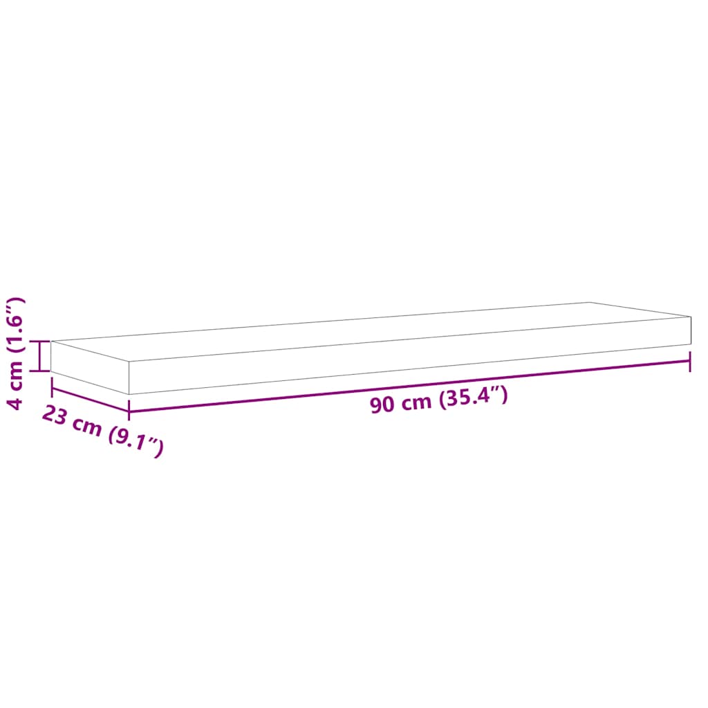 Schweberegale 4 Stk. Eiche und Weiß 90x23,5x3,8 cm MDF