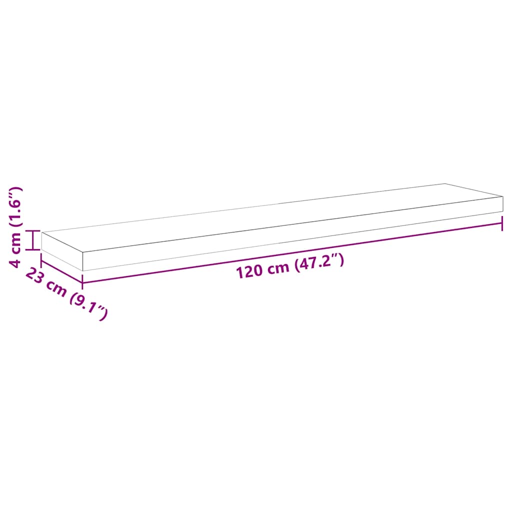 Schweberegale 2 Stk. Eichen-Optik und Weiß 120x23,5x3,8 cm MDF