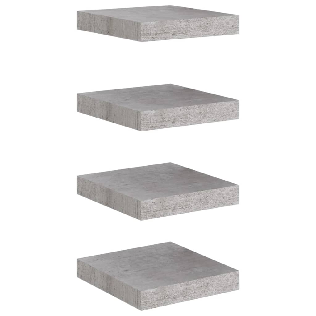 Floating shelves 4 pcs. Concrete grey 23x23.5x3.8 cm MDF
