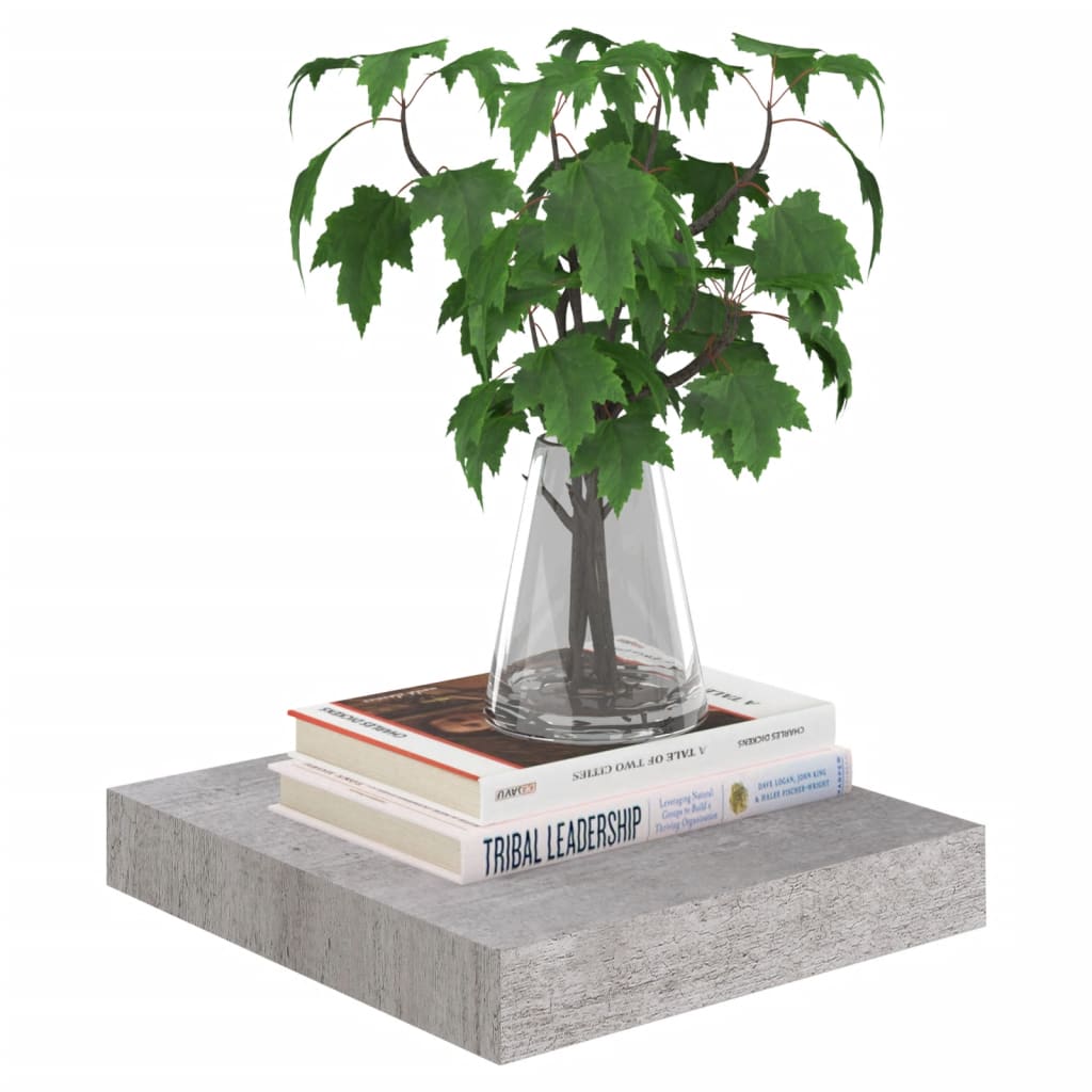Floating shelves 4 pcs. Concrete grey 23x23.5x3.8 cm MDF