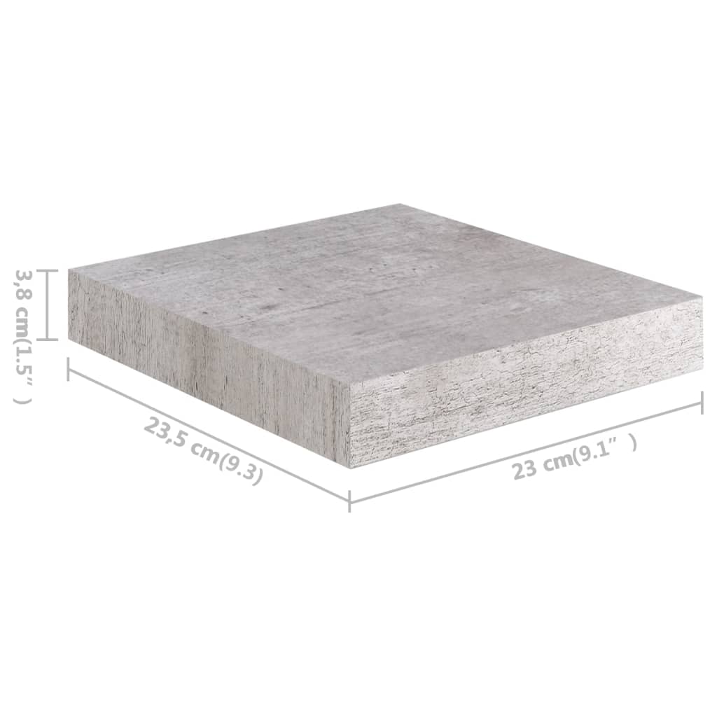 Floating shelves 4 pcs. Concrete grey 23x23.5x3.8 cm MDF