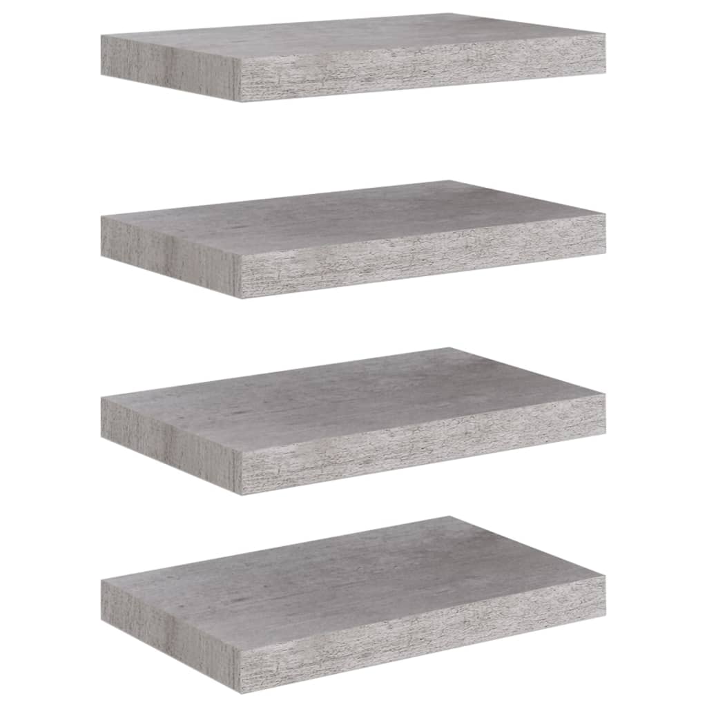 Floating shelves 4 pcs. Concrete grey 40x23x3.8 cm MDF