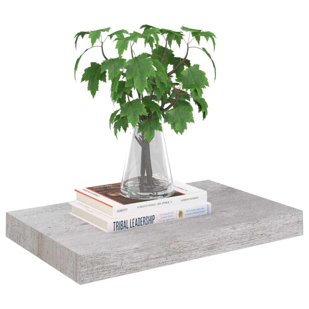 Floating shelves 4 pcs. Concrete grey 40x23x3.8 cm MDF