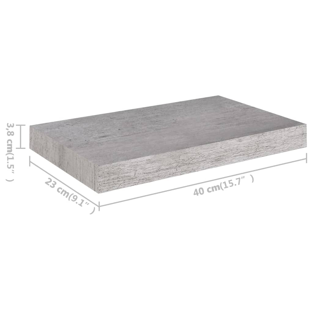 Floating shelves 4 pcs. Concrete grey 40x23x3.8 cm MDF