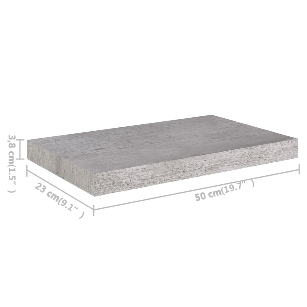 Étagère flottante en béton gris 50x23x3,8 cm MDF