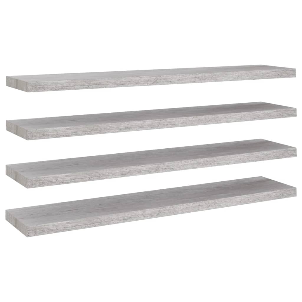 Floating shelves 4 pcs. Concrete grey 120x23.5x3.8 cm MDF