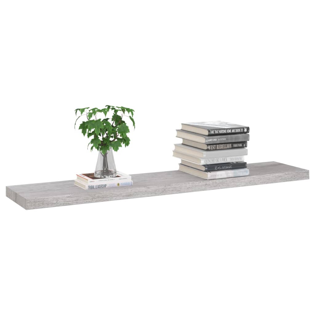 Floating shelves 4 pcs. Concrete grey 120x23.5x3.8 cm MDF