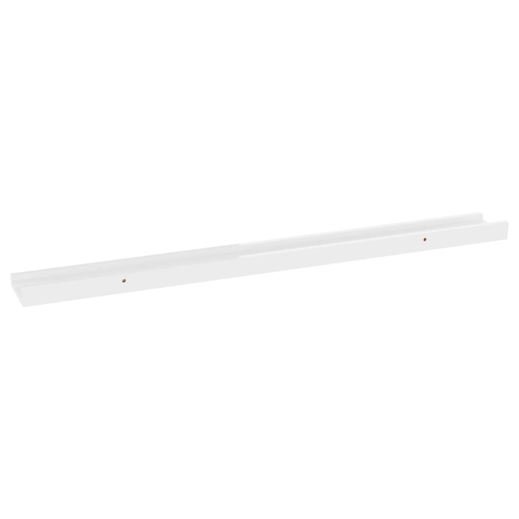 Wall shelves 2 pcs. High-gloss white 80x9x3 cm