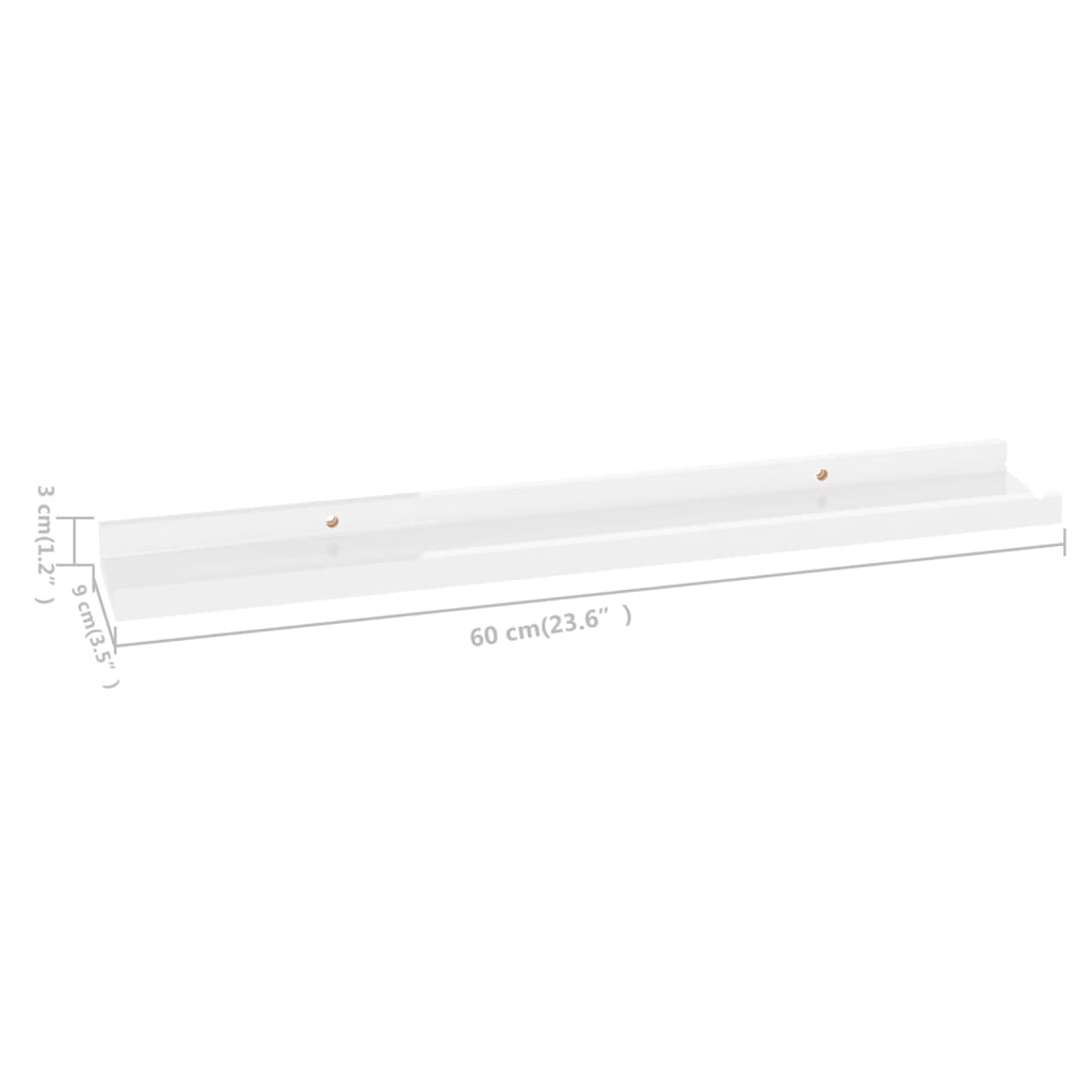 Wall shelves 4 pcs. High-gloss white 60x9x3 cm