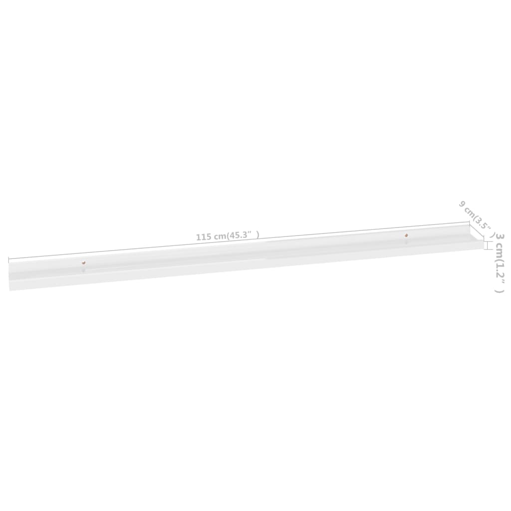 Wall shelves 4 pcs. High-gloss white 115x9x3 cm