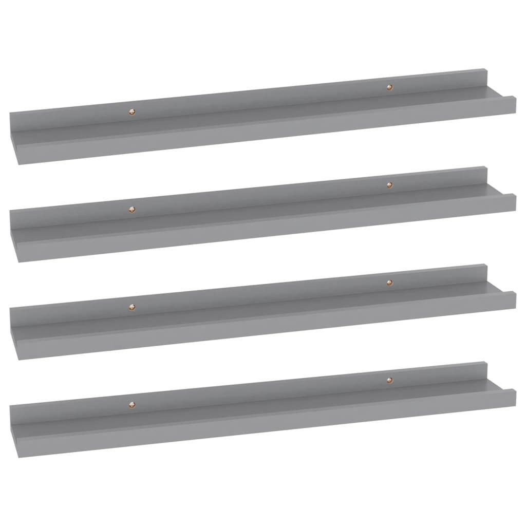 Wall shelves 4 pcs. Gray 60x9x3 cm