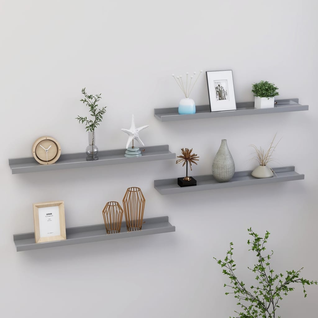 Wall shelves 4 pcs. Gray 60x9x3 cm