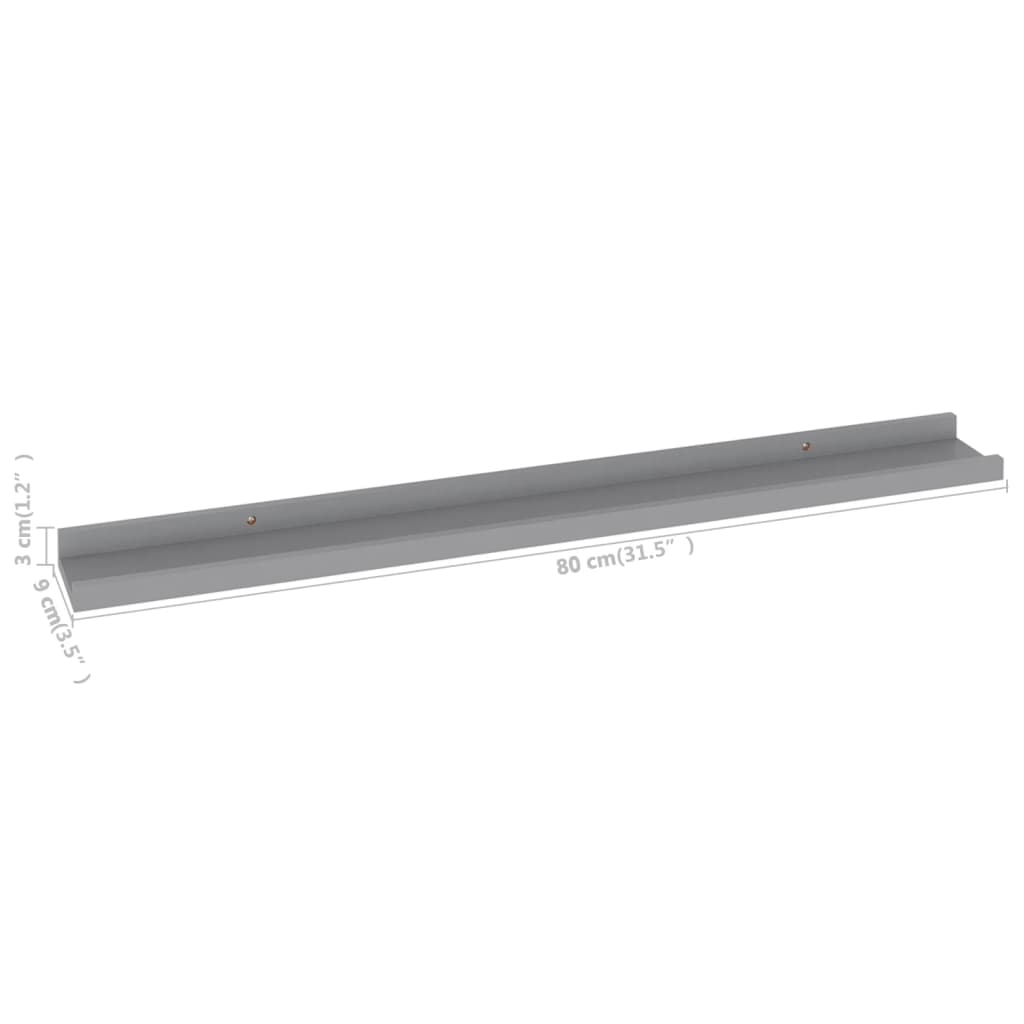 Wall shelves 4 pcs. Gray 80x9x3 cm