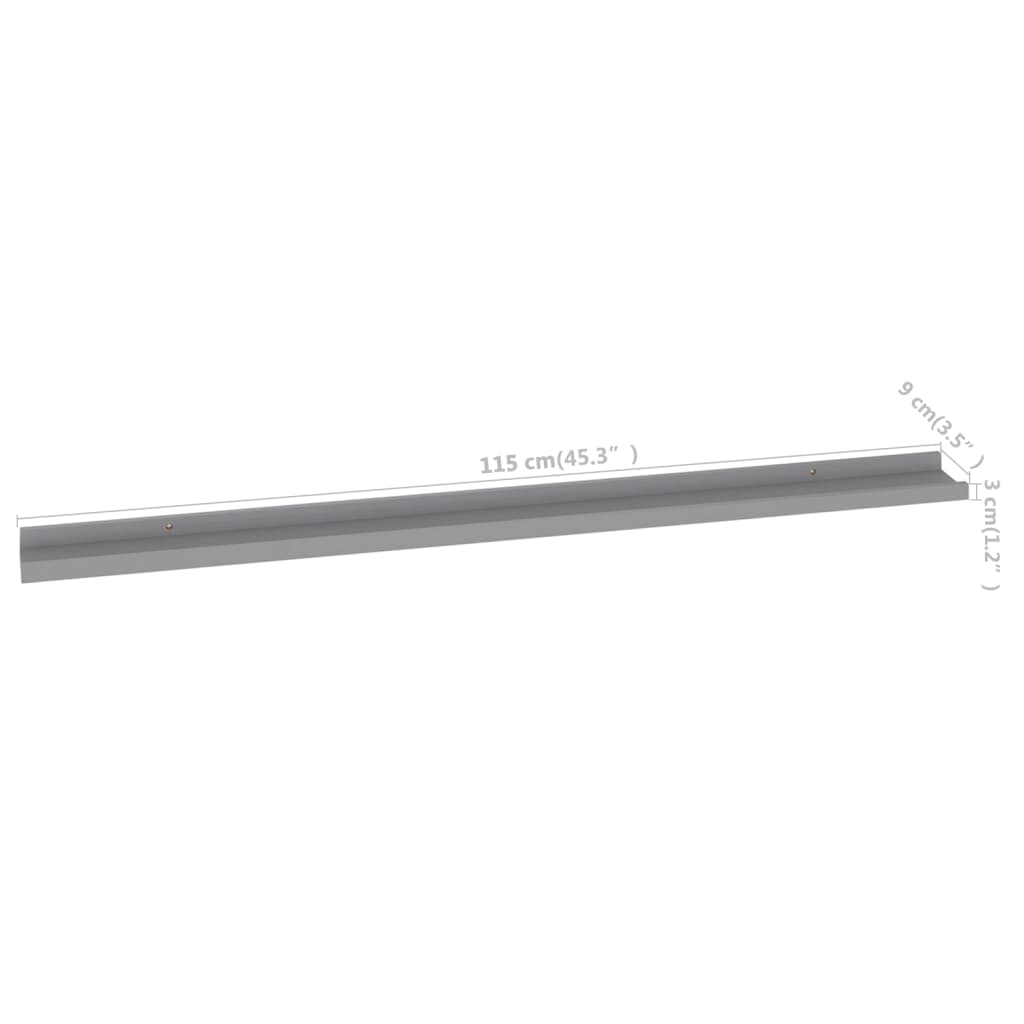 Wall shelves 4 pcs. Gray 115x9x3 cm