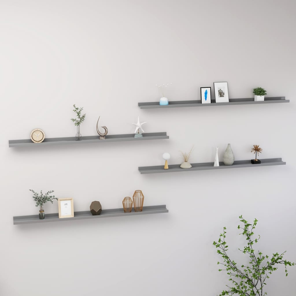 Wall shelves 4 pcs. Gray 115x9x3 cm
