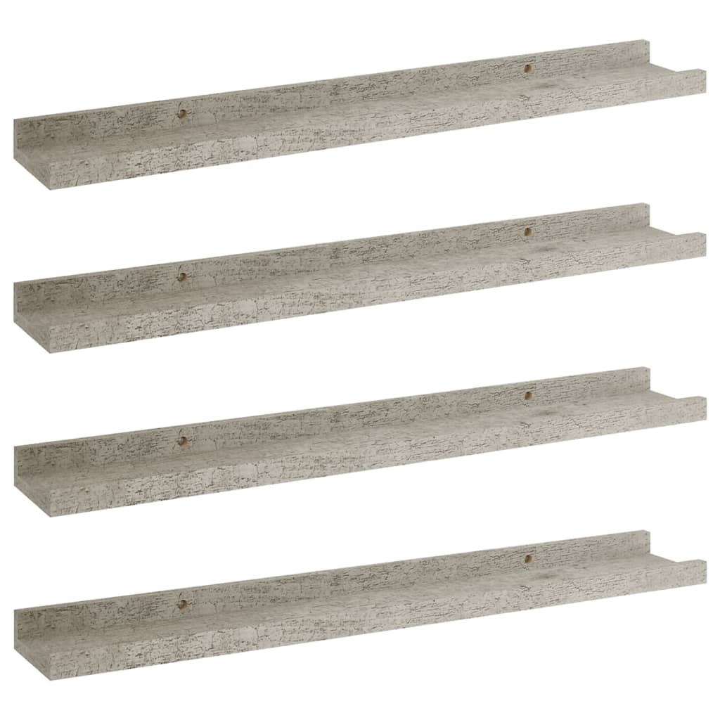 Wall shelves 4 pcs. concrete gray 60x9x3 cm