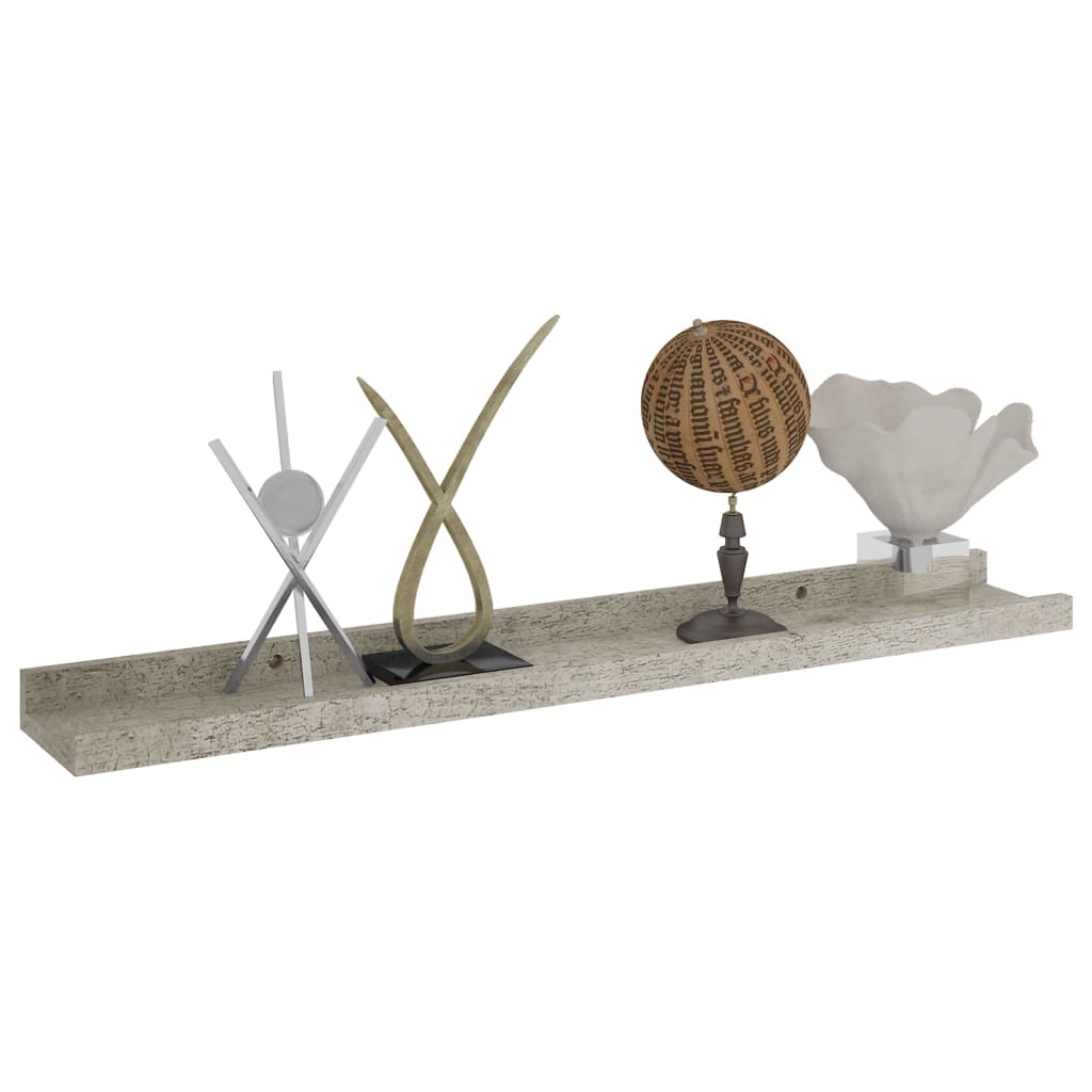 Wall shelves 4 pcs. concrete gray 60x9x3 cm