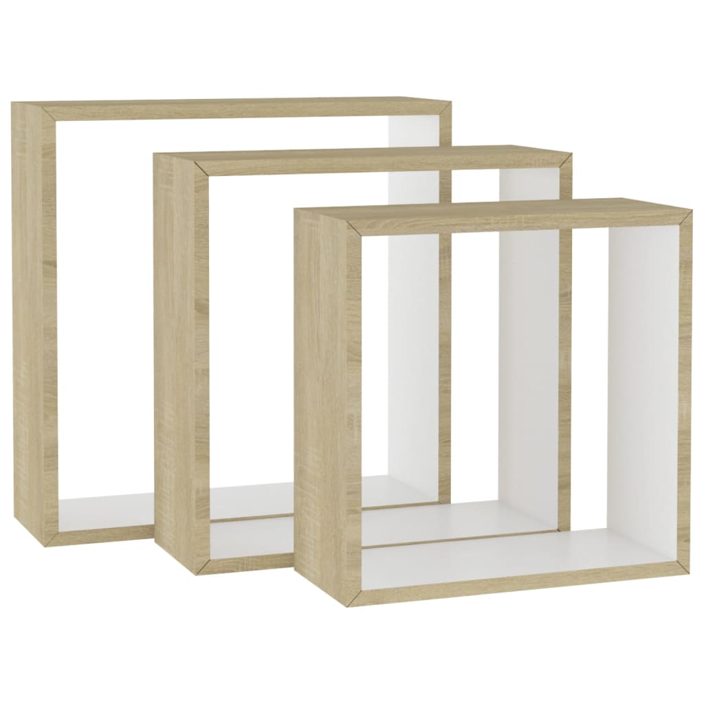 Cube shelves 3 pcs. White and Sonoma oak