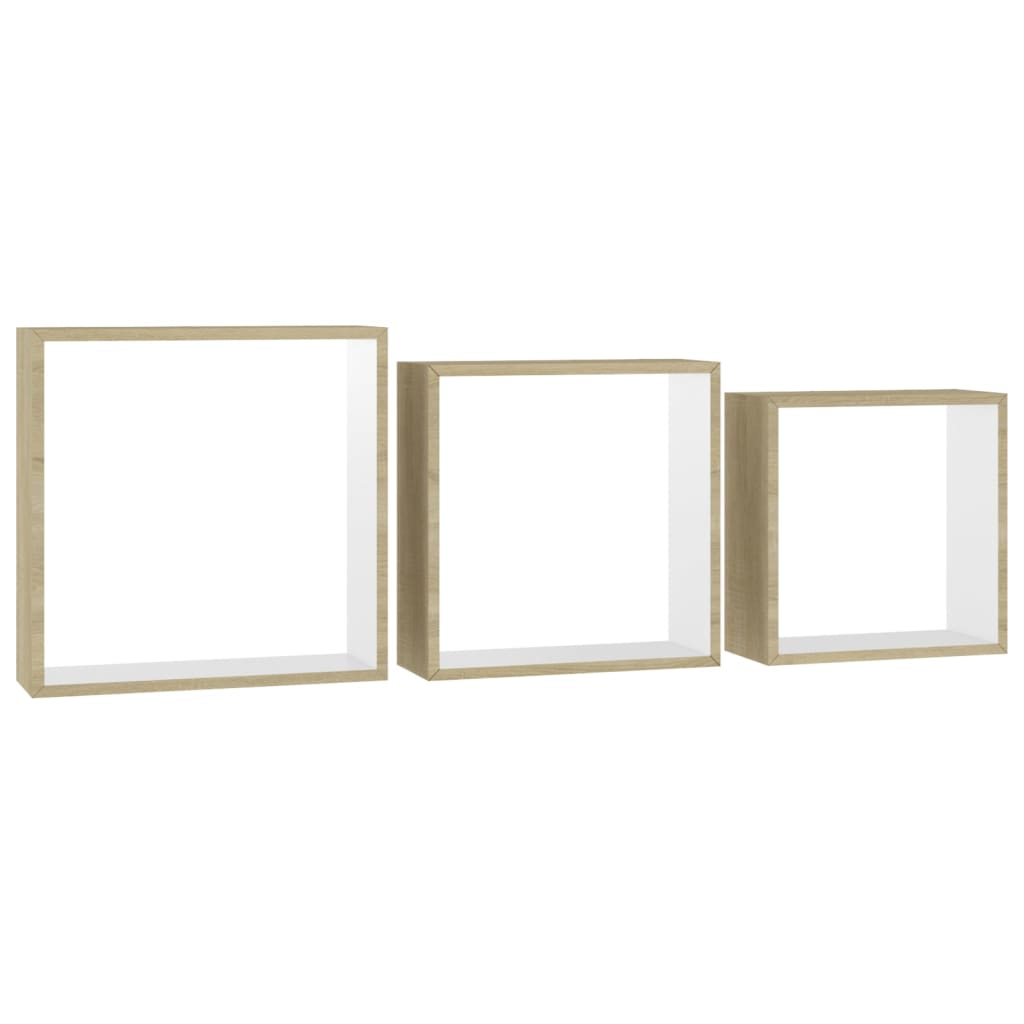 Cube shelves 3 pcs. White and Sonoma oak