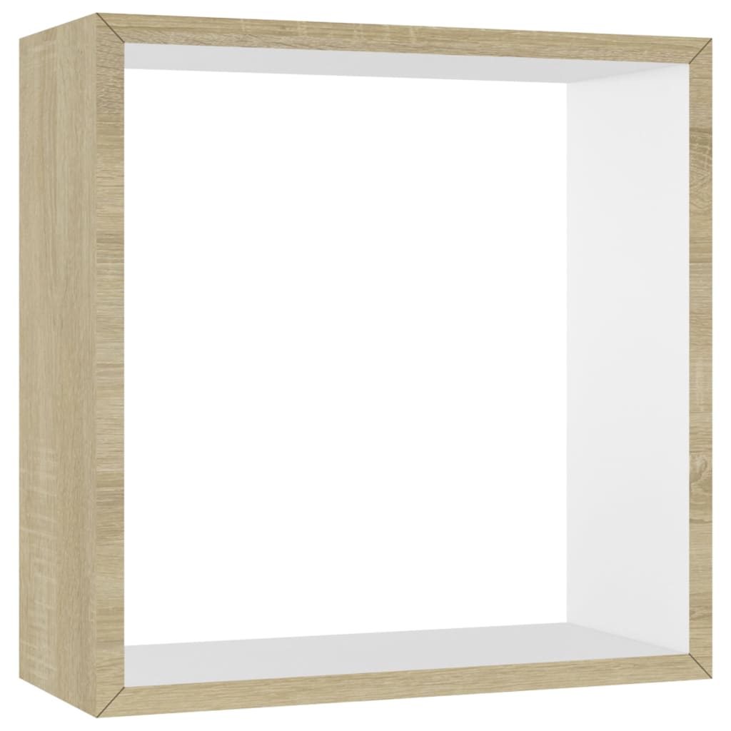 Cube shelves 3 pcs. White and Sonoma oak