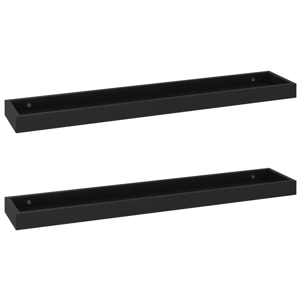 2 Stk. Wandregale Loggia 80x15x4 cm MDF Schwarz