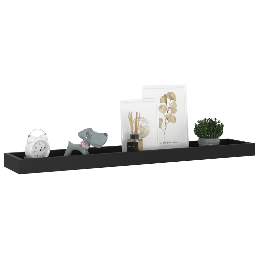 2 Stk. Wandregale Loggia 80x15x4 cm MDF Schwarz