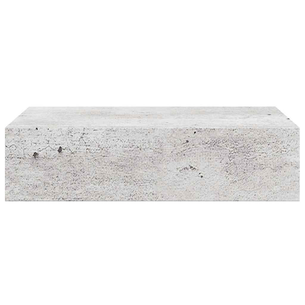 Étagères murales avec tiroirs, 2 pièces, gris béton, 40 x 23,5 x 10 cm, MDF
