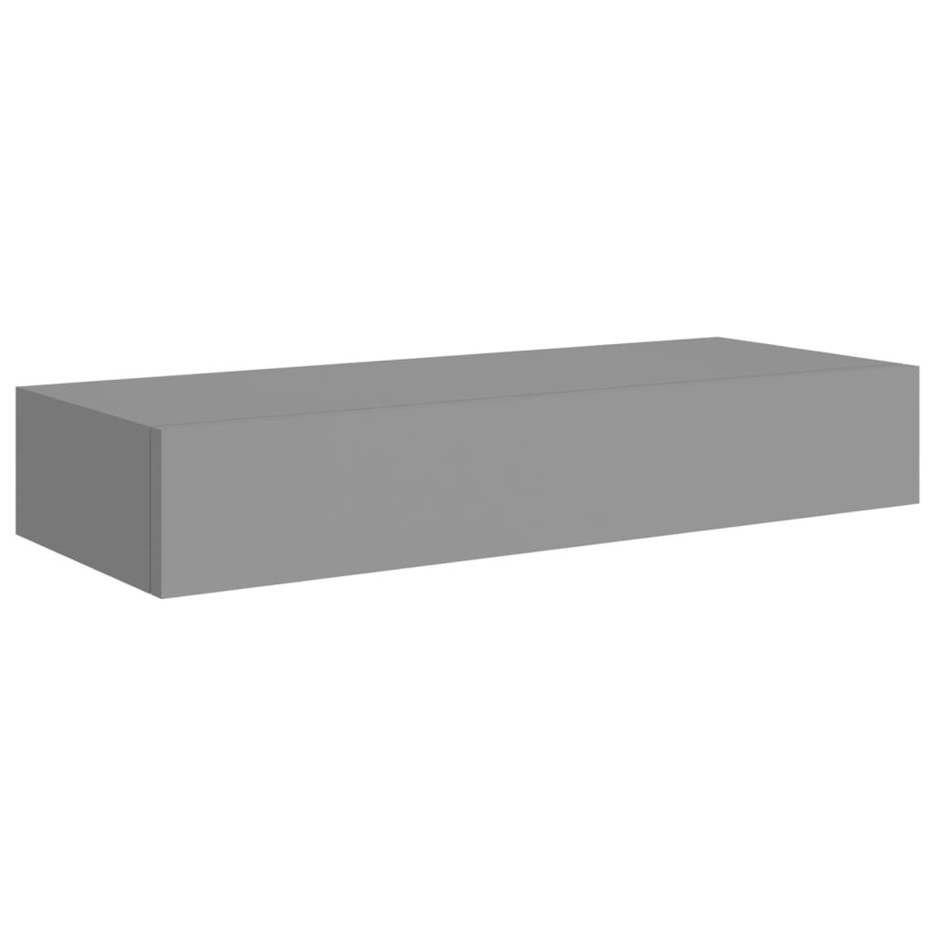 Wall shelf with drawer grey 60x23.5x10 cm MDF