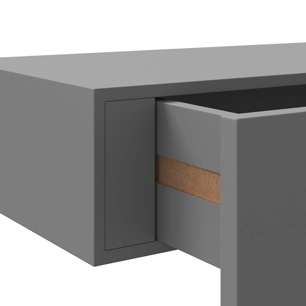 Wall shelves with drawers 2 pcs. Grey 60x23.5x10 cm MDF