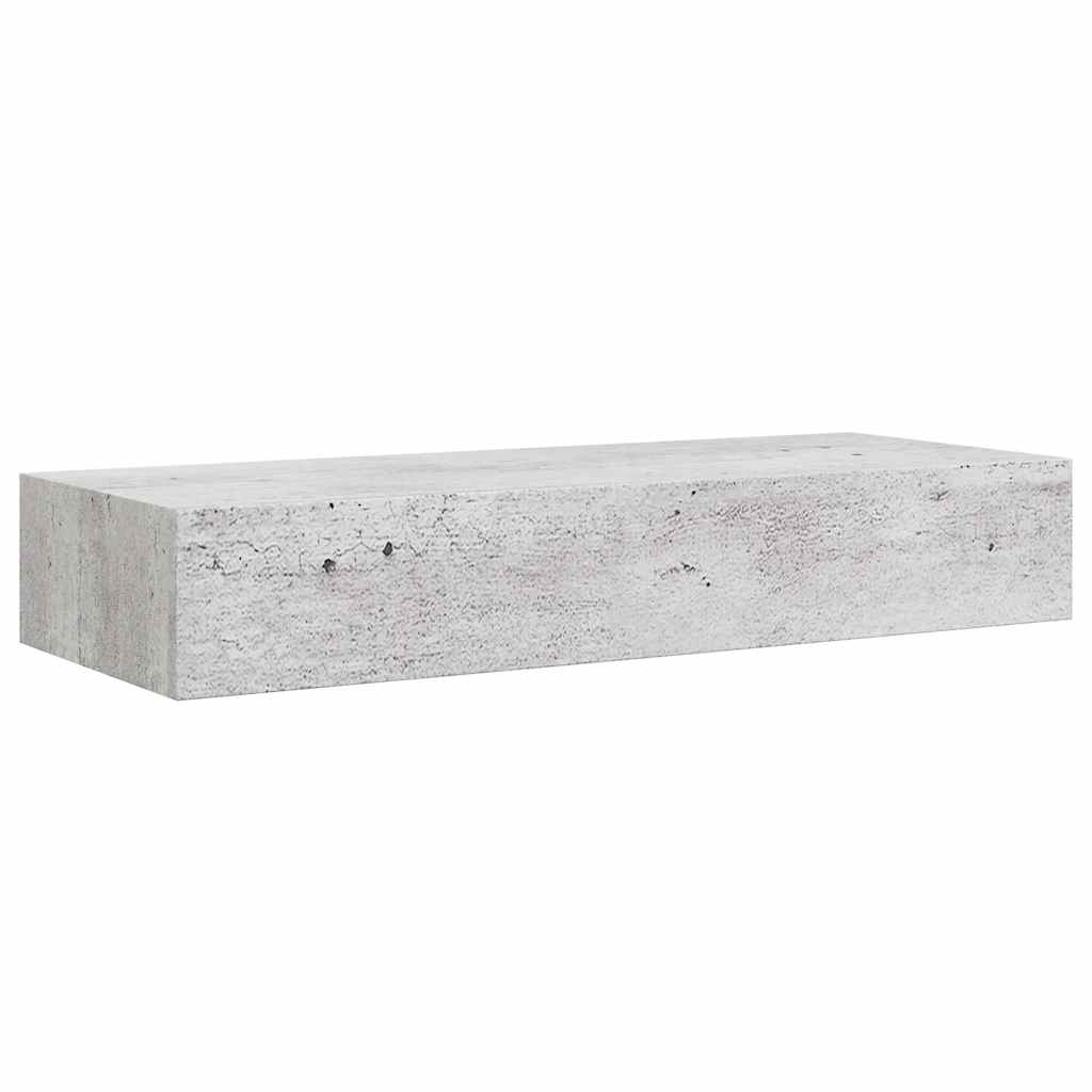 Étagères murales avec tiroirs, 2 pièces, gris béton, 60 x 23,5 x 10 cm, MDF