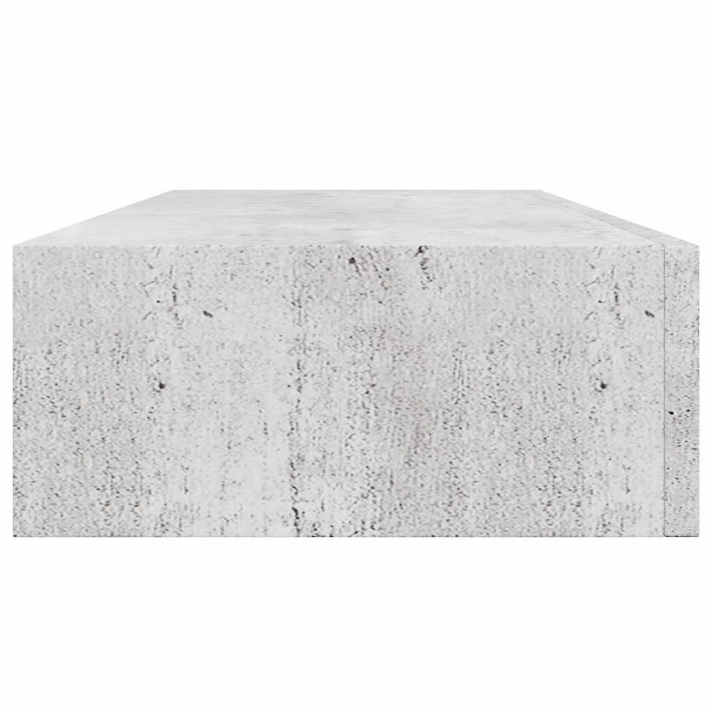Étagères murales avec tiroirs, 2 pièces, gris béton, 60 x 23,5 x 10 cm, MDF