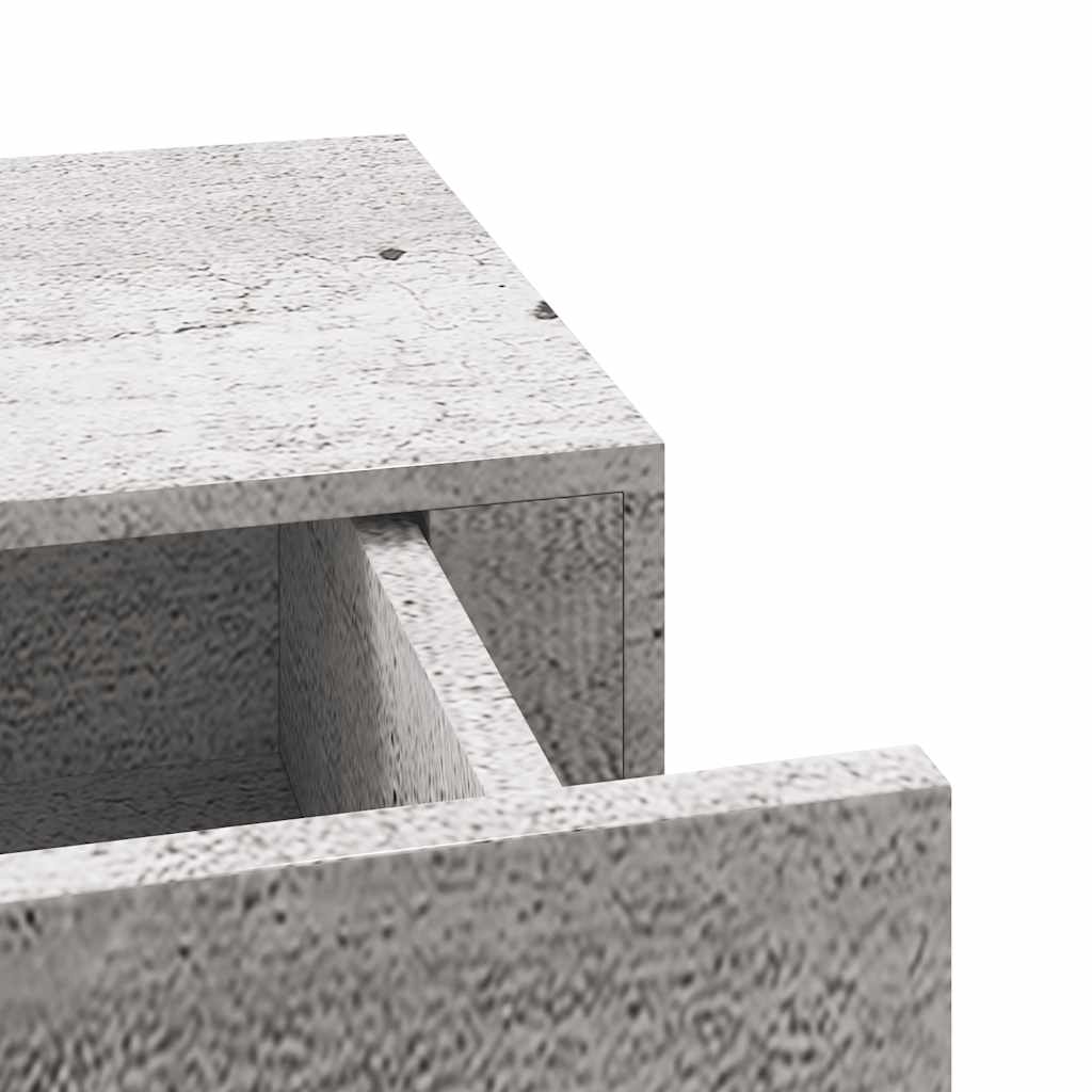 Étagères murales avec tiroirs, 2 pièces, gris béton, 60 x 23,5 x 10 cm, MDF