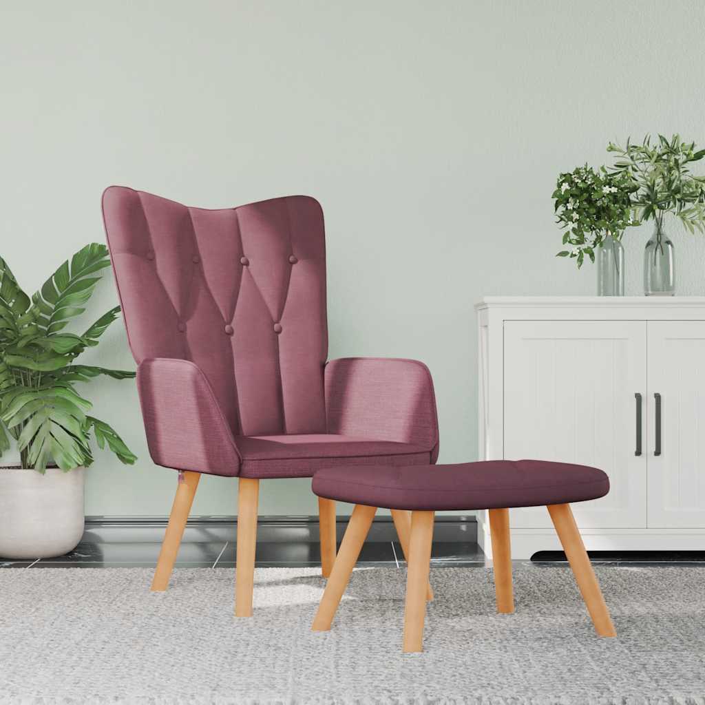 Relaxsessel mit Hocker Lila Stoff