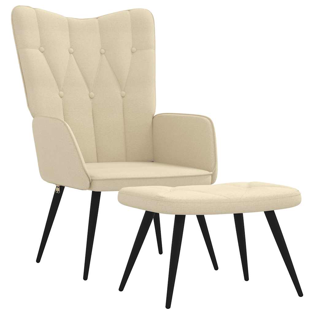 Relaxsessel mit Hocker Creme Stoff