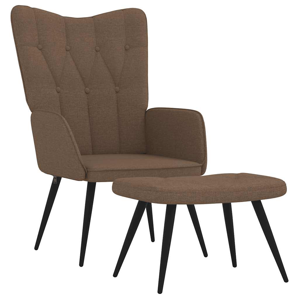 Relaxsessel mit Hocker Braun Stoff