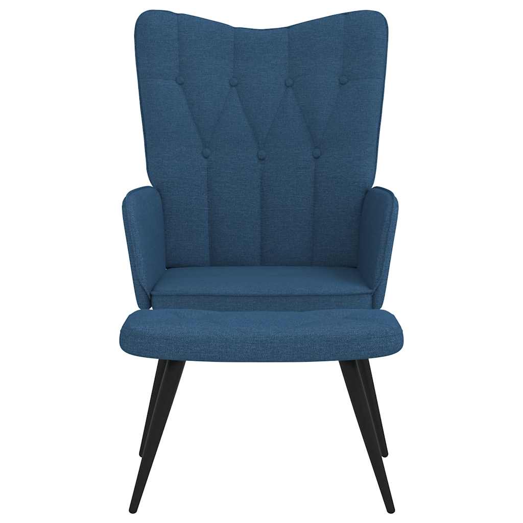 Relaxsessel mit Hocker Blau Stoff