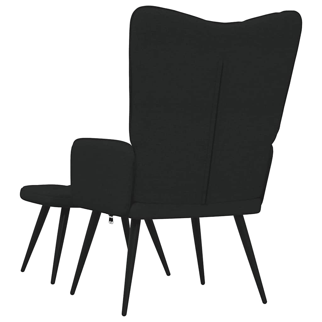 Relaxsessel mit Hocker Schwarz Stoff