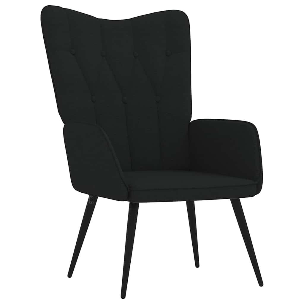 Relaxsessel mit Hocker Schwarz Stoff