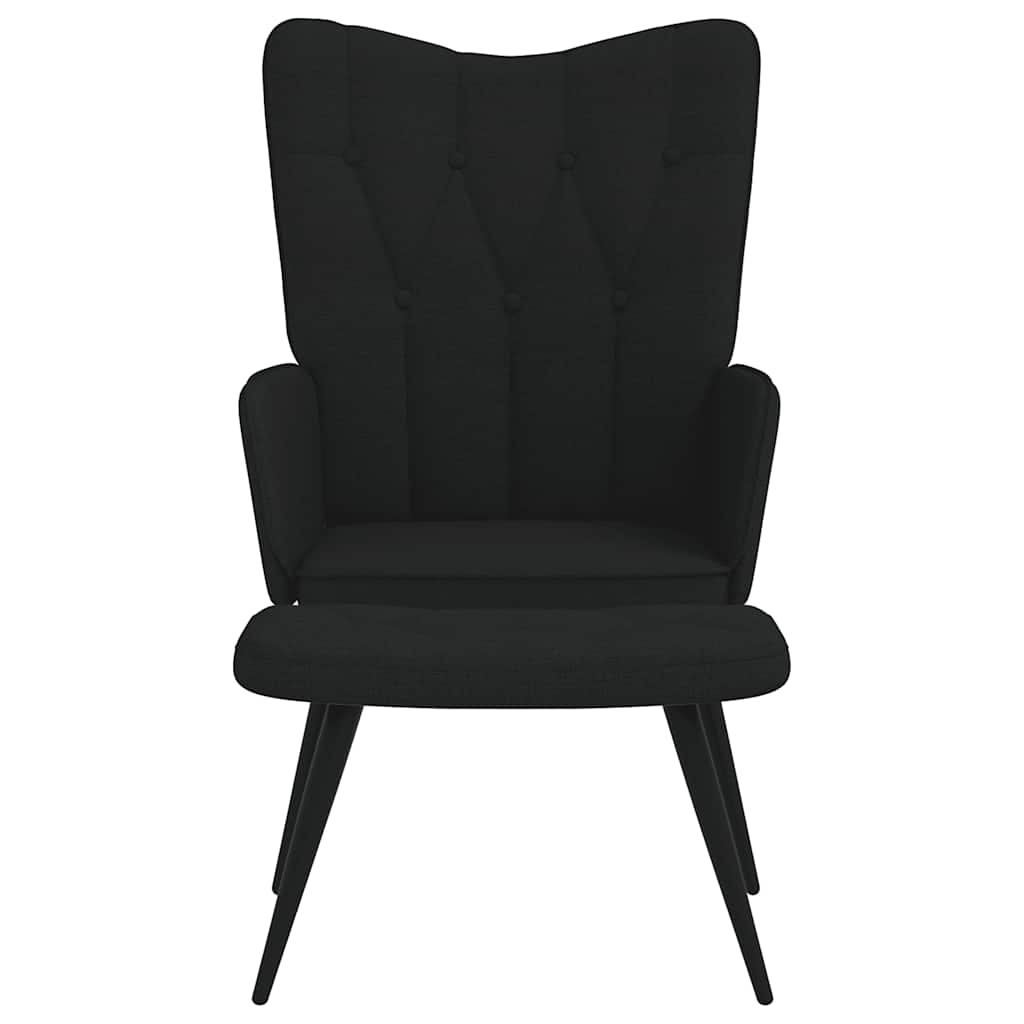 Relaxsessel mit Hocker Schwarz Stoff