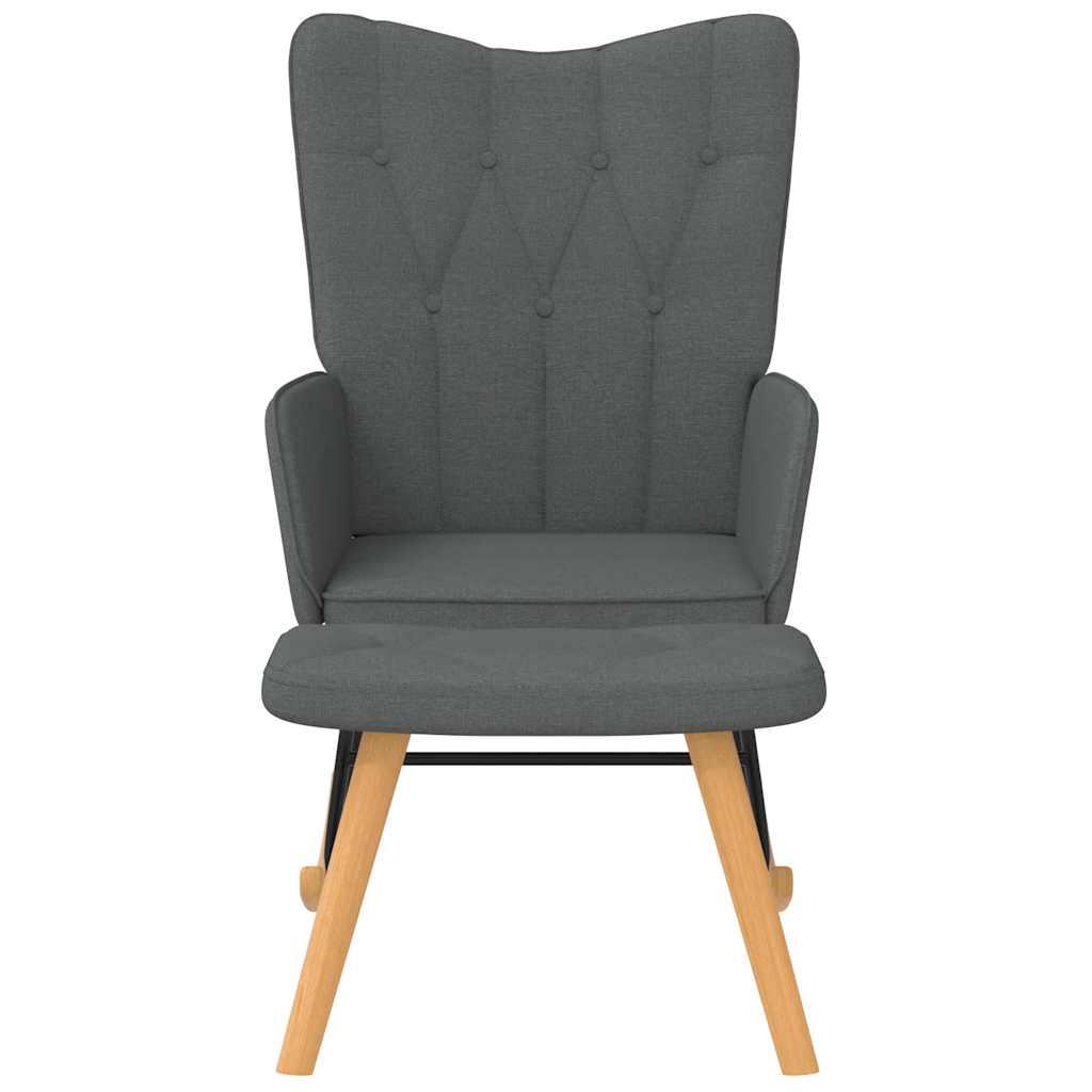Chaise à bascule avec tabouret en tissu gris foncé