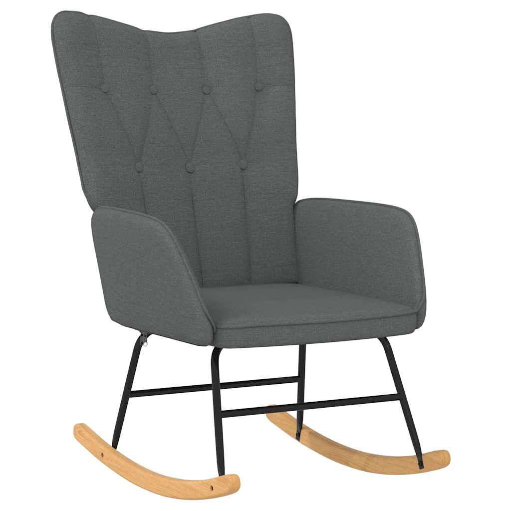Chaise à bascule avec tabouret en tissu gris foncé