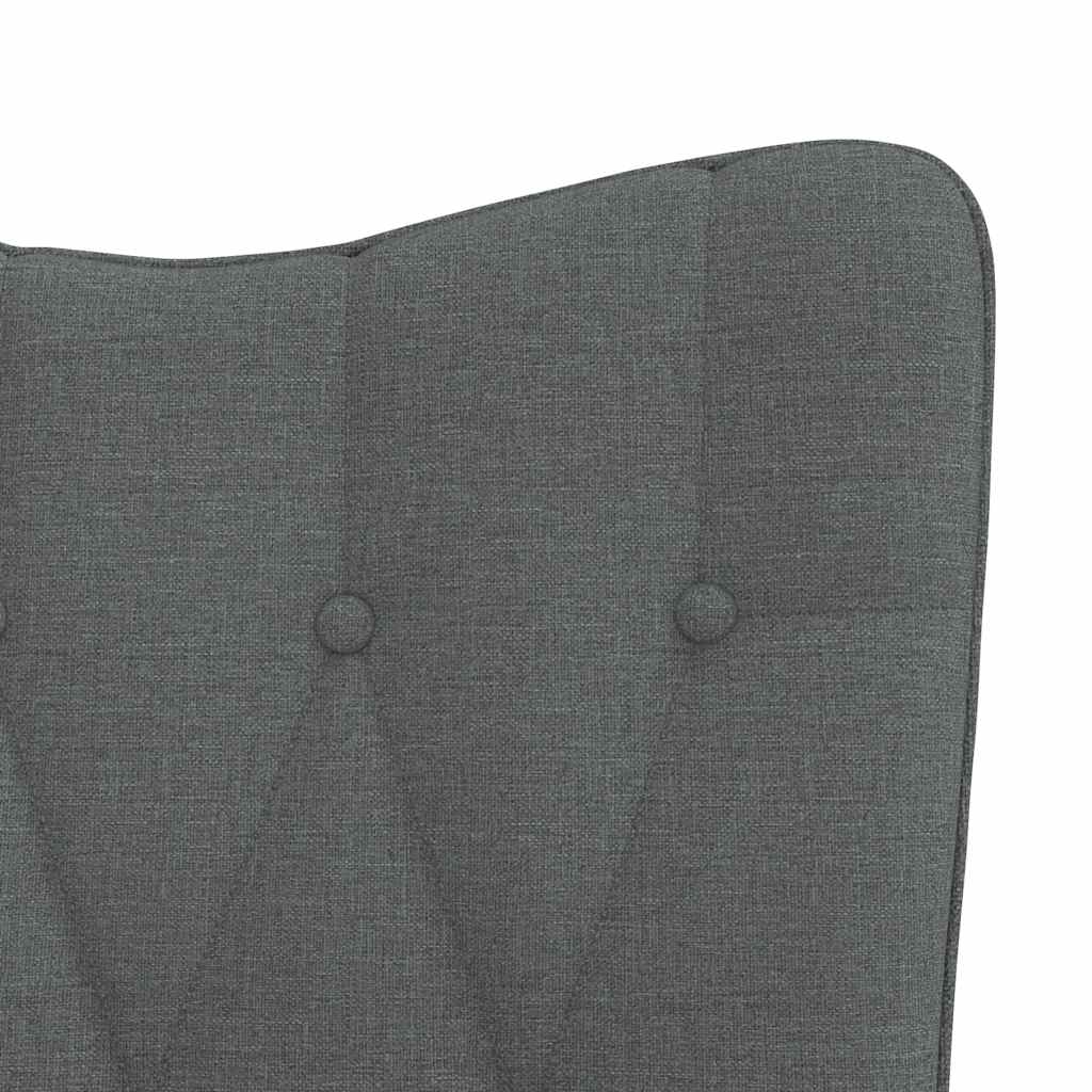 Chaise à bascule avec tabouret en tissu gris foncé