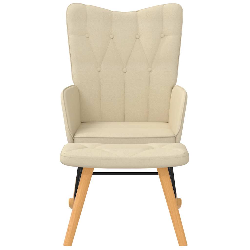 Chaise à bascule avec tabouret en tissu crème
