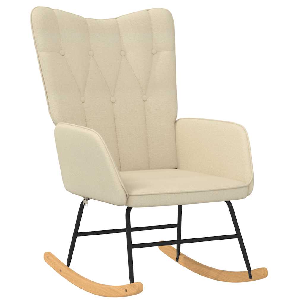 Chaise à bascule avec tabouret en tissu crème