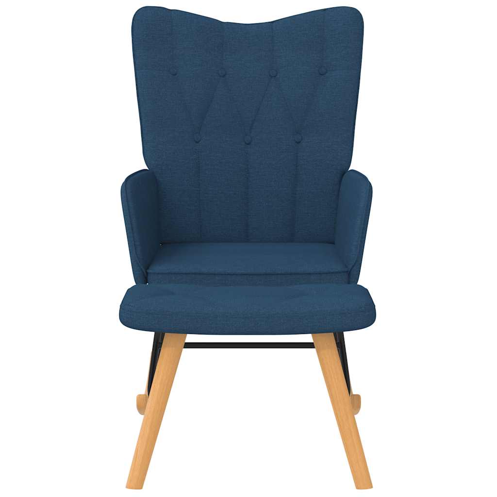 Chaise à bascule avec tabouret en tissu bleu