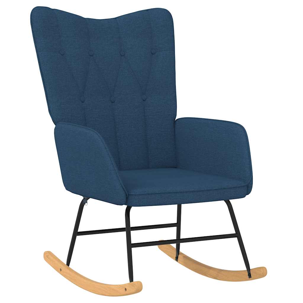 Chaise à bascule avec tabouret en tissu bleu