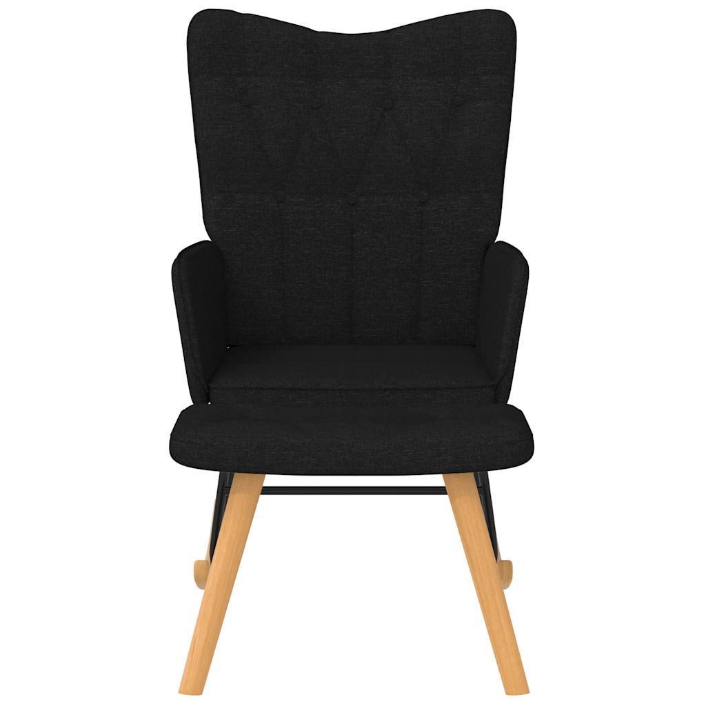 Chaise à bascule avec tabouret en tissu noir